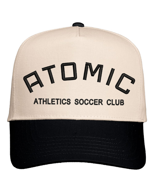 Atomic Soccer Club Embroidered Twill Hat in Natural/Black