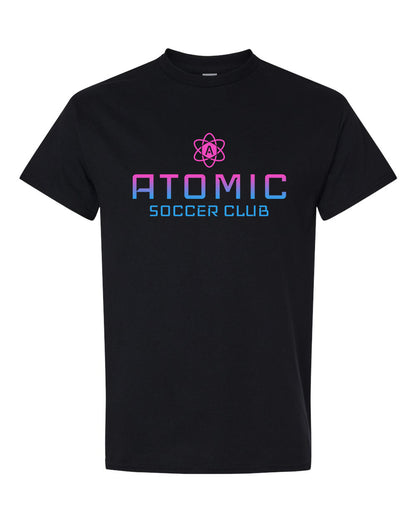 Pink & Blue Ombre Atomic Soccer Club Graphic Tee in Black