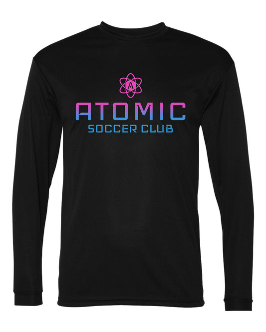 Pink & Blue Ombre Atomic Soccer Club Performance Long Sleeve Tee in Black