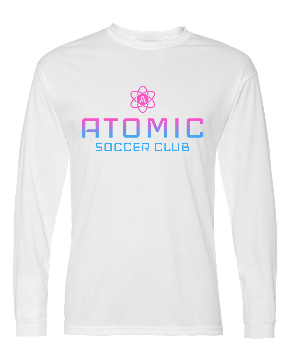 Pink & Blue Ombre Atomic Soccer Club Performance Long Sleeve Tee in White