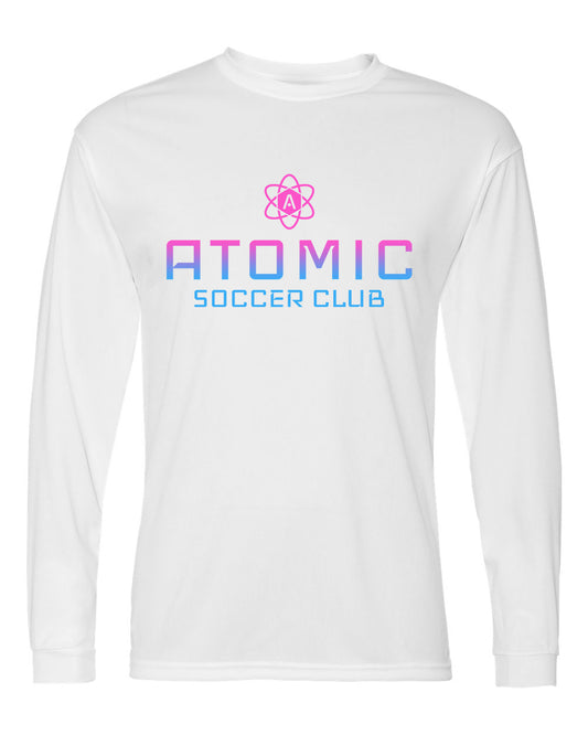 Pink & Blue Ombre Atomic Soccer Club Performance Long Sleeve Tee in White
