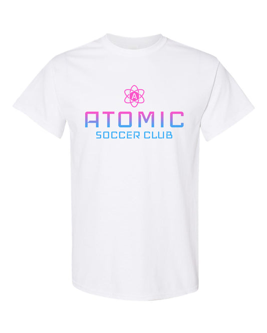 Pink & Blue Ombre Atomic Soccer Club Graphic Tee in White