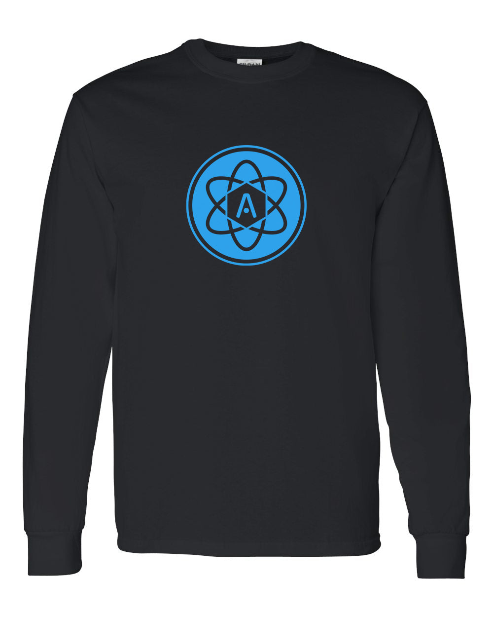 Atomic Iron Man Long Sleeve Graphic Tee in Black (Optional Personalization)