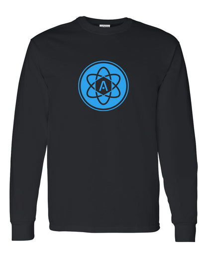 Atomic Iron Man Long Sleeve Graphic Tee in Black (Optional Personalization)
