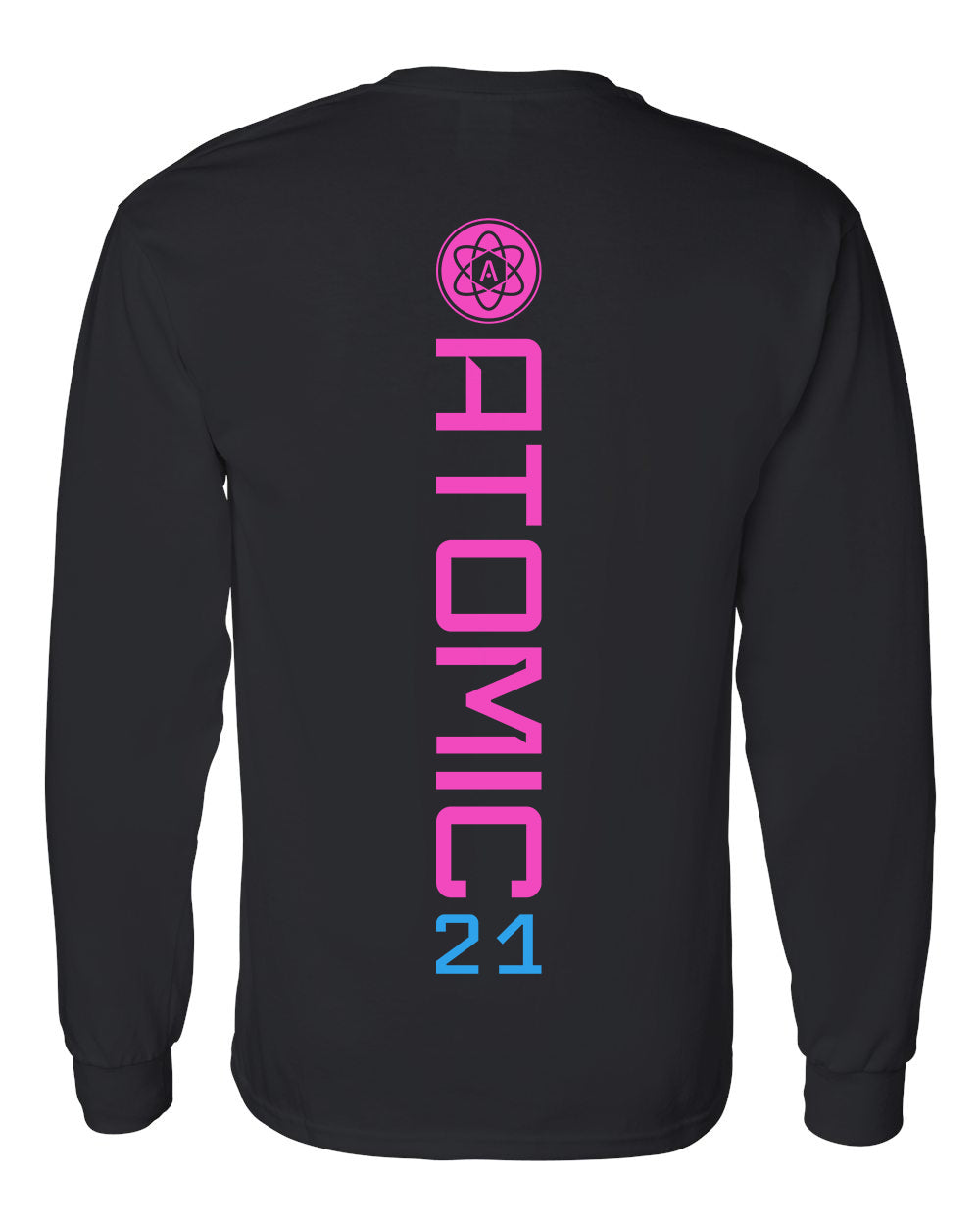 Atomic Iron Man Long Sleeve Graphic Tee in Black (Optional Personalization)