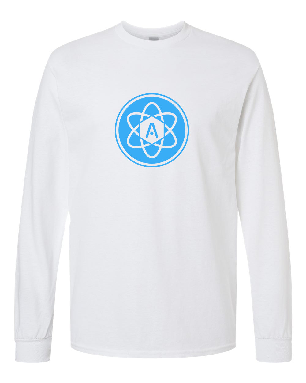 Atomic Iron Man Long Sleeve Graphic Tee in White (Optional Personalization)