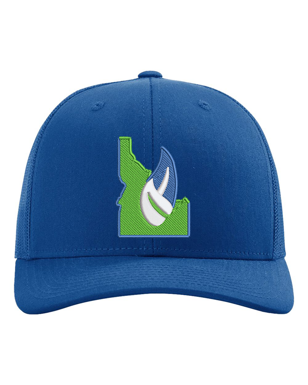 Ignite Idaho Embroidered Trucker Hat in Royal/Royal