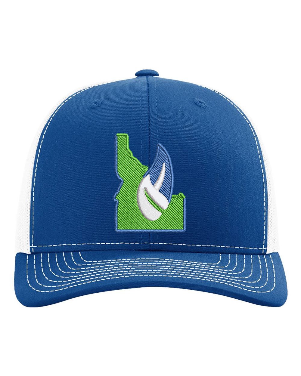 Ignite Idaho Embroidered Trucker Hat in Royal/White