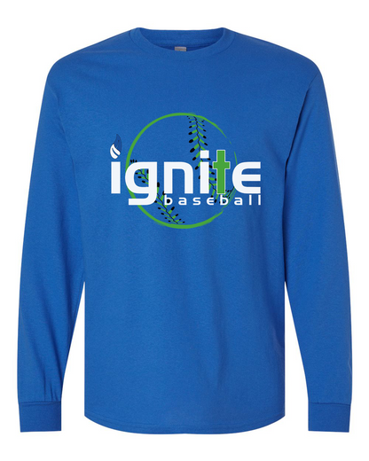 Ignite Baseball Long Sleeve Graphic Tee in Royal