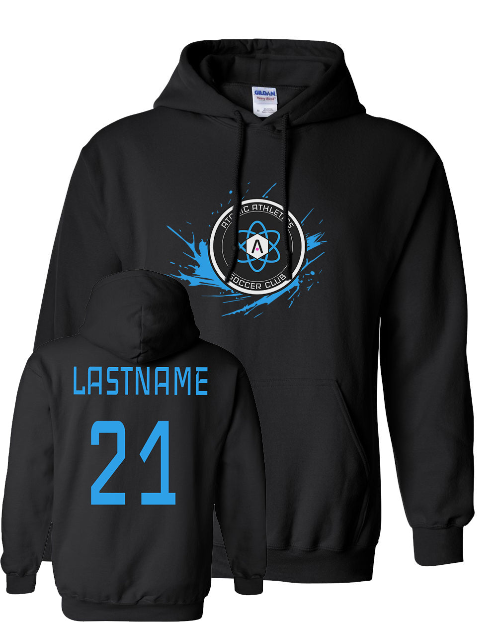 Atomic Splash Hoodie in Black (Optional Personalization)