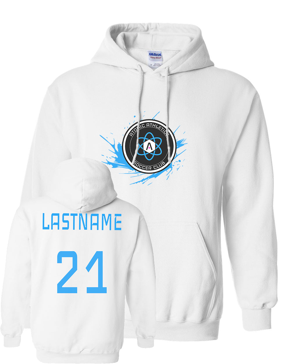 Atomic Splash Hoodie in White (Optional Personalization)