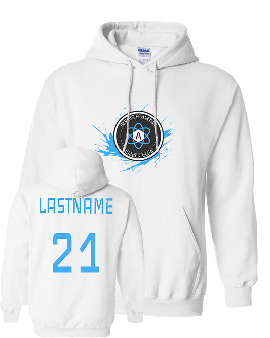 Atomic Splash Hoodie in White (Optional Personalization)