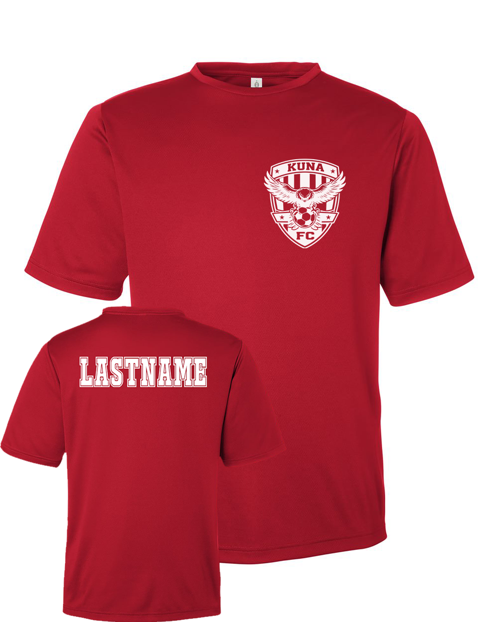 Kuna PAL Soccer FC Pocket Performance Tee in Sport Red (Optional Personalization)