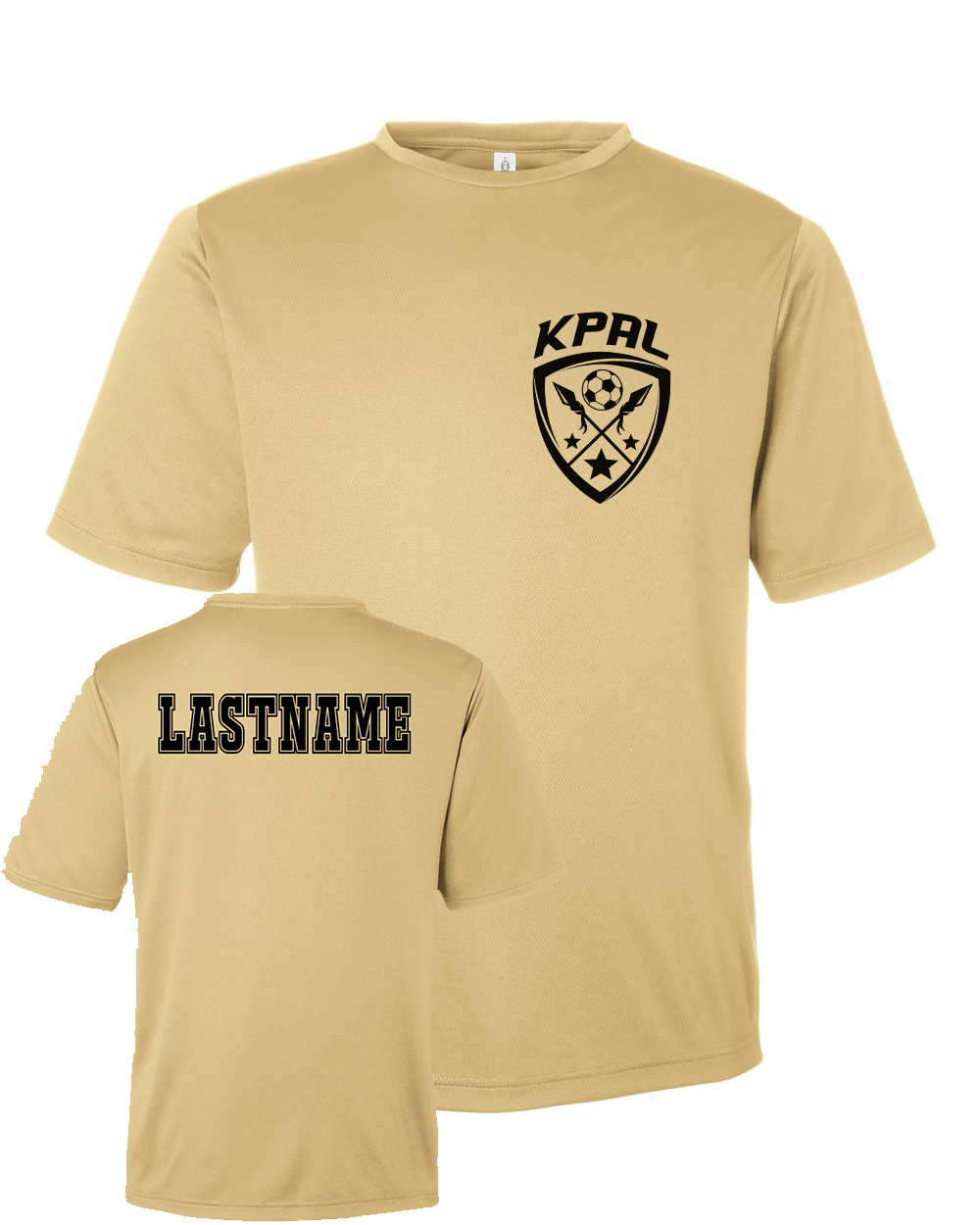 Kuna PAL Soccer Rec Pocket Performance Tee in Vegas Gold (Optional Personalization)