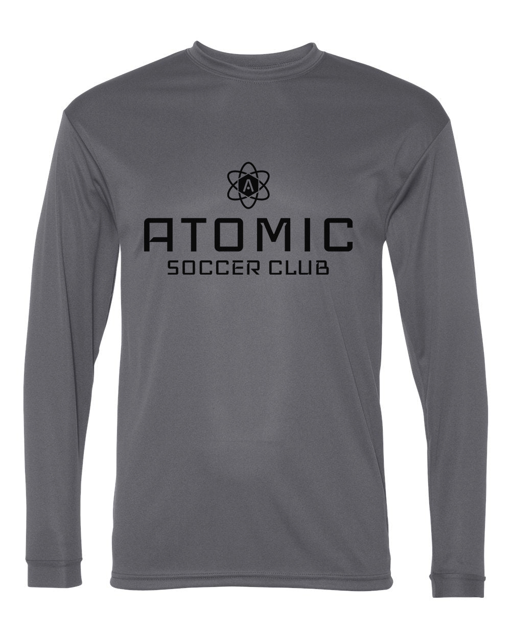 Black Atomic Soccer Club Performance Long Sleeve Tee in Graphite