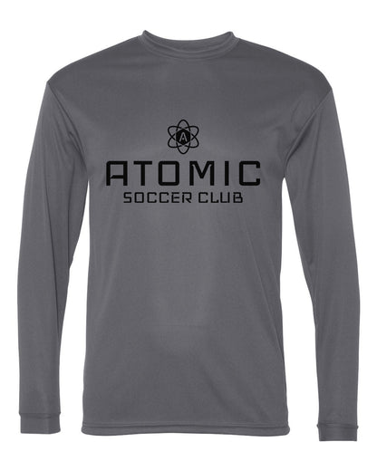 Black Atomic Soccer Club Performance Long Sleeve Tee in Graphite