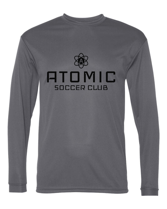 Black Atomic Soccer Club Performance Long Sleeve Tee in Graphite