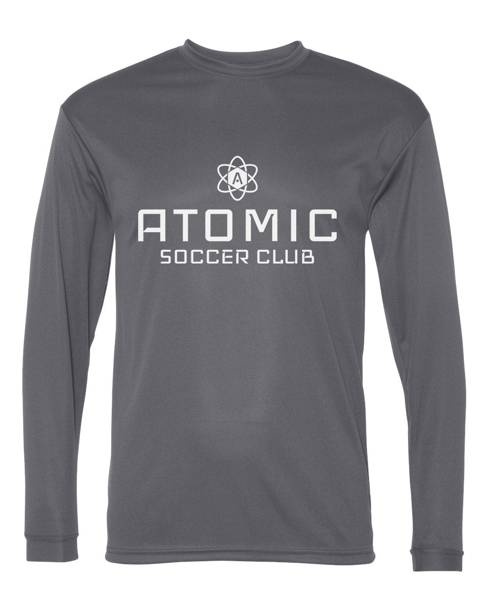 White Atomic Soccer Club Performance Long Sleeve Tee in Graphite