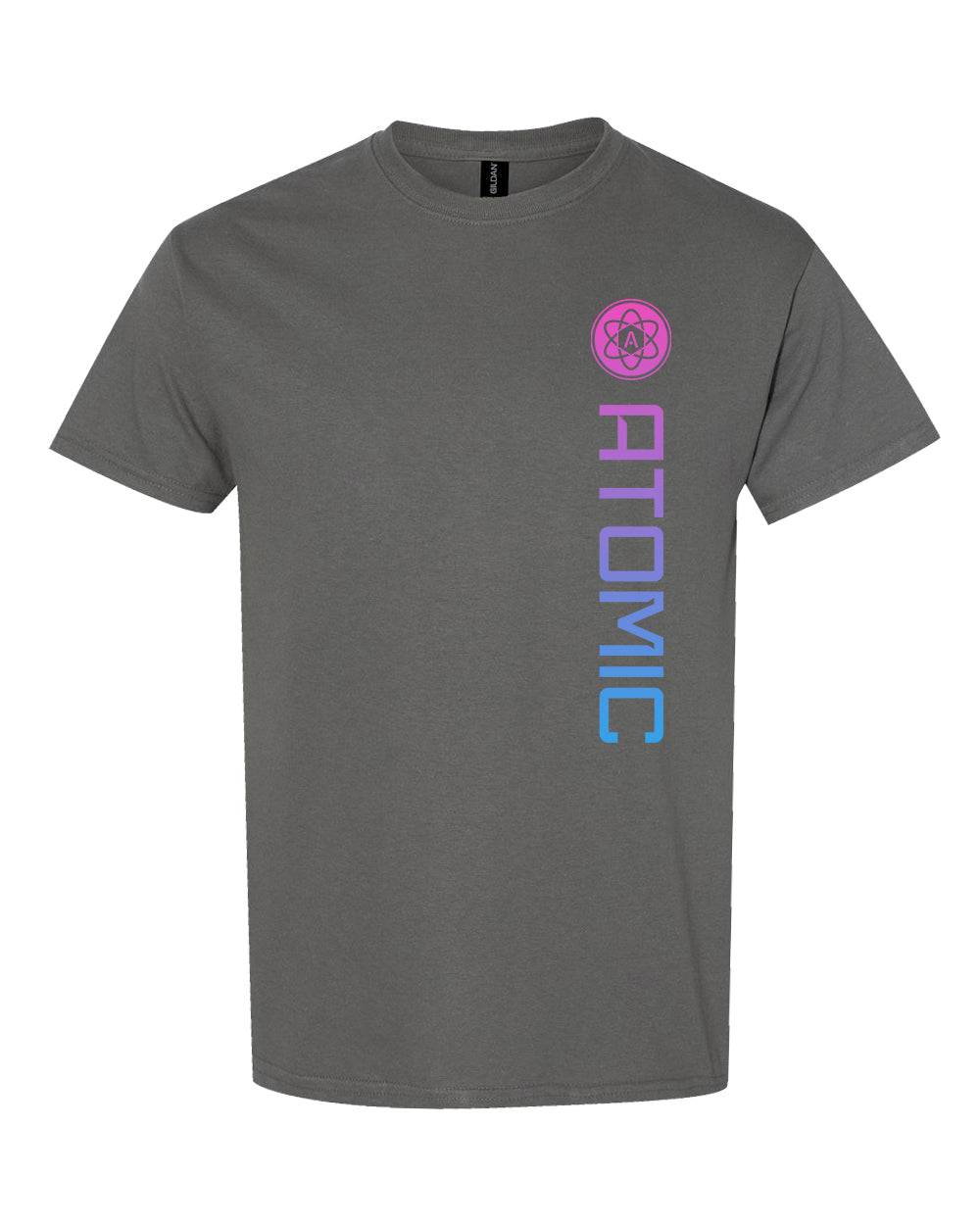 Pink & Blue Ombre Vertical Atomic Graphic Tee in Charcoal