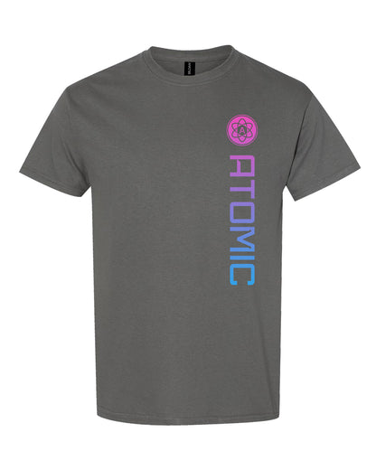 Pink & Blue Ombre Vertical Atomic Graphic Tee in Charcoal