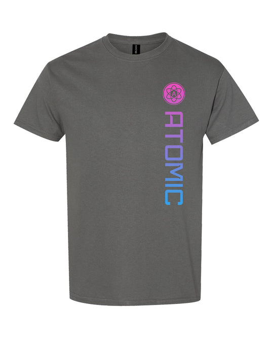 Pink & Blue Ombre Vertical Atomic Graphic Tee in Charcoal