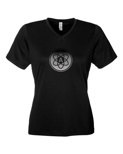 Ladies Gray Ombre Atomic Iron Man Performance Tee in Black