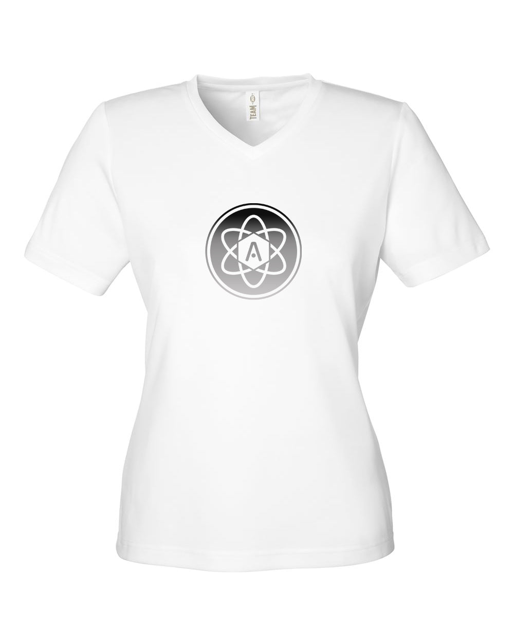 Ladies Gray Ombre Atomic Iron Man Performance Tee in White