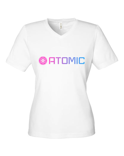 Ladies Pink & Blue Horizontal Ombre Atomic Performance Tee in White