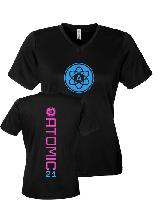 Ladies Atomic Iron Man Performance Tee in Black (Optional Personalized)