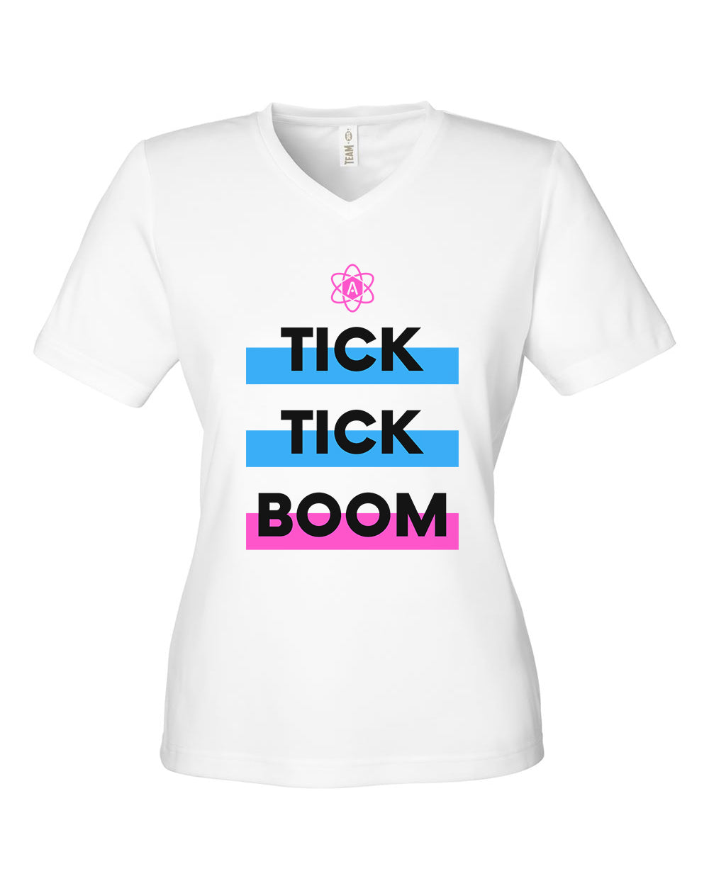 Ladies Atomic Tick Tick Boom Performance Tee in White