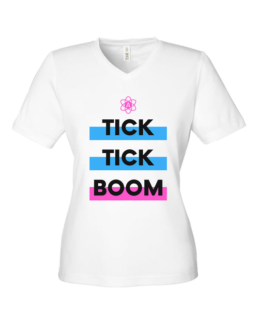 Ladies Atomic Tick Tick Boom Performance Tee in White