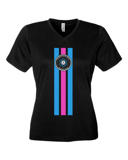 Ladies Atomic Flag Vertical Performance Tee in Black