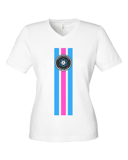 Ladies Atomic Flag Vertical Performance Tee in White