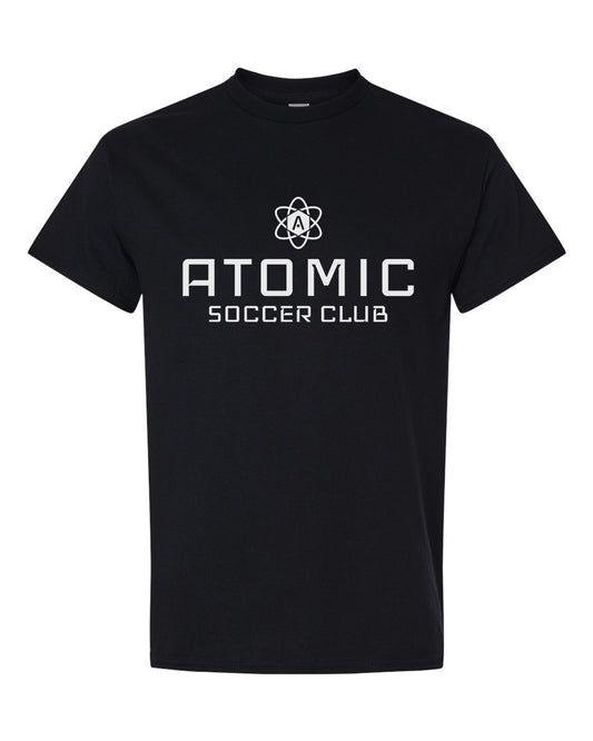 White Atomic Soccer Club Graphic Tee in Black
