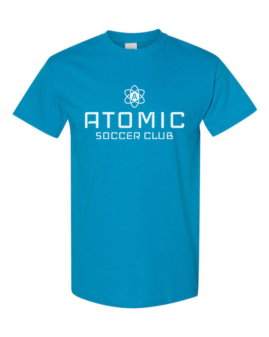 White Atomic Soccer Club Graphic Tee in Sapphire