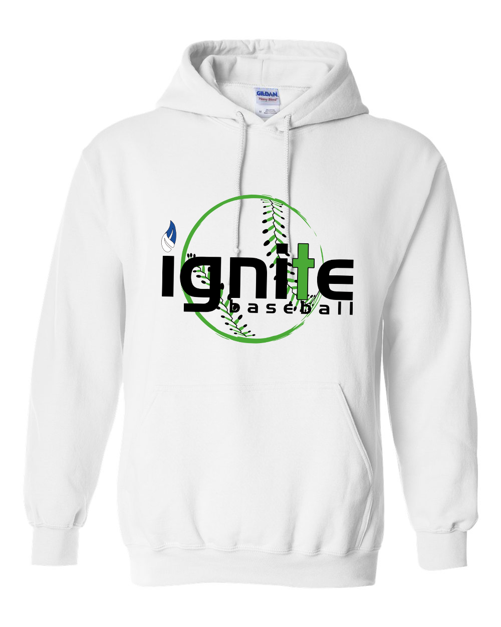 Ignite Baseball Hoodie in White (Optional Personalization)