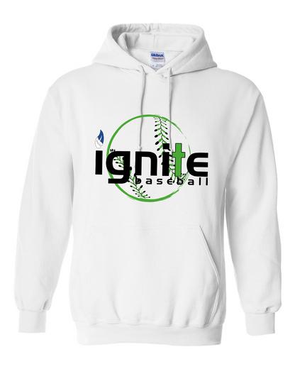 Ignite Baseball Hoodie in White (Optional Personalization)