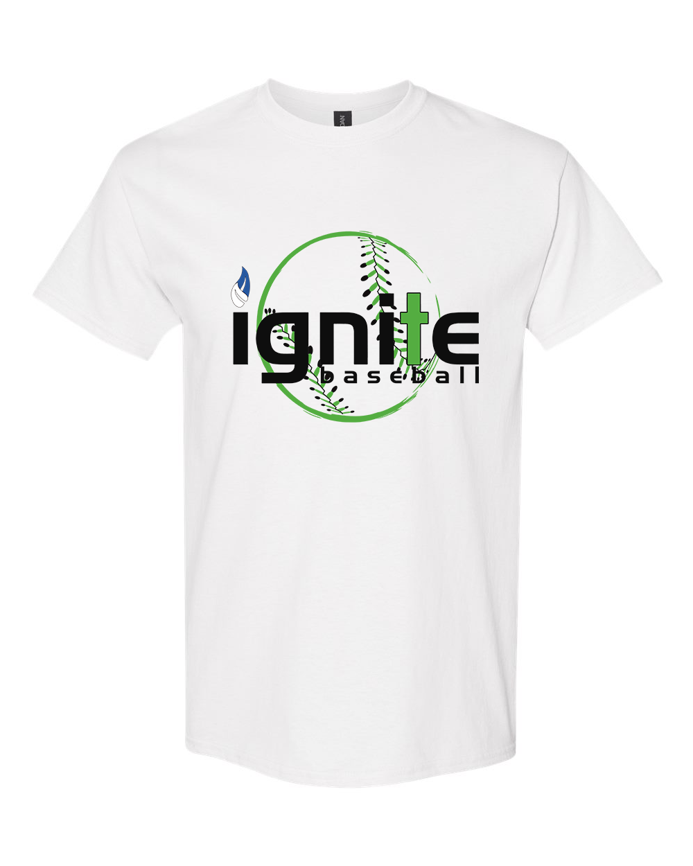 Ignite Baseball Graphic Tee in White (Optional Personalization)