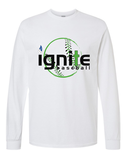 Ignite Baseball Long Sleeve Graphic Tee in White