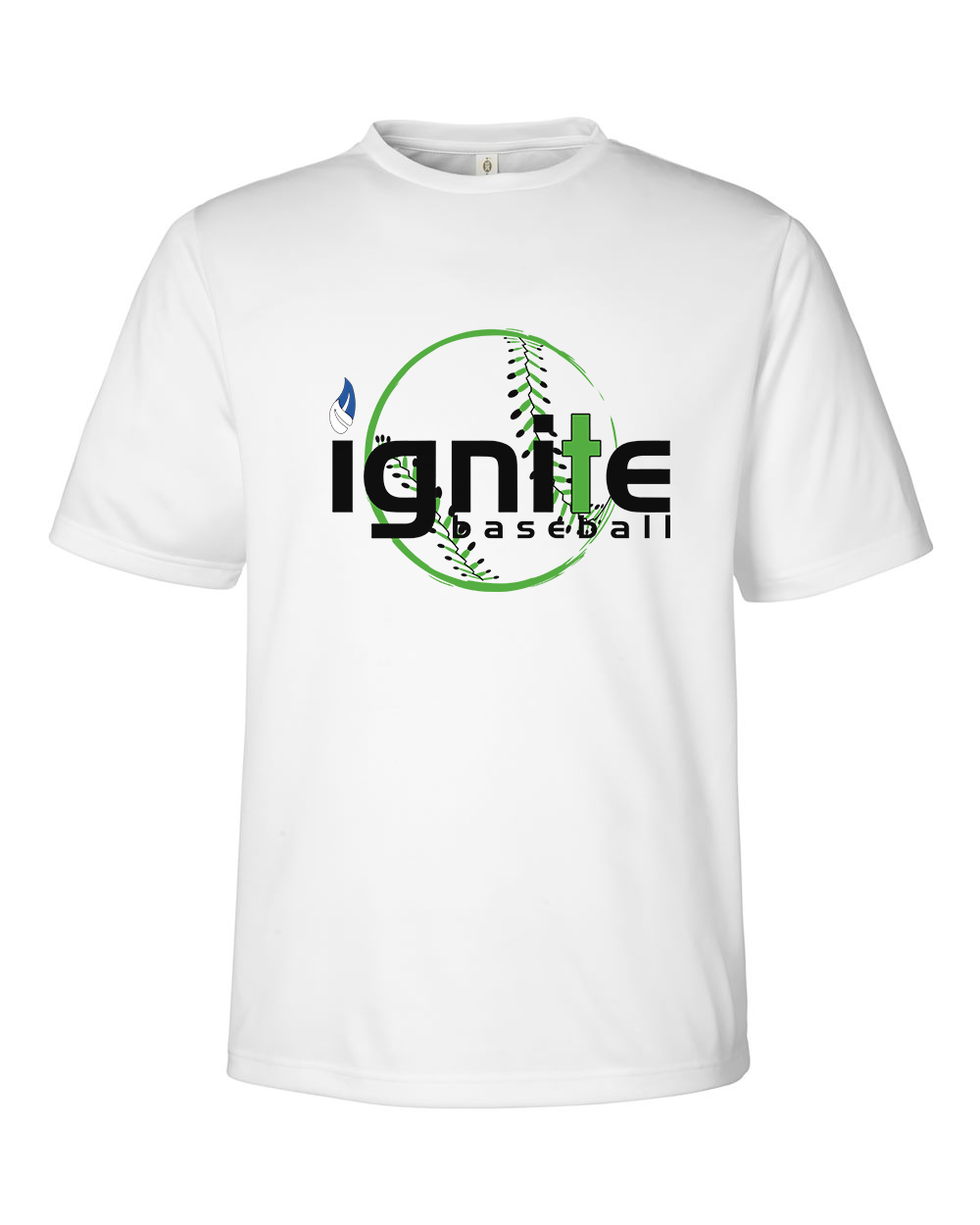 Ignite Baseball Performance Tee in White (Optional Personalized)